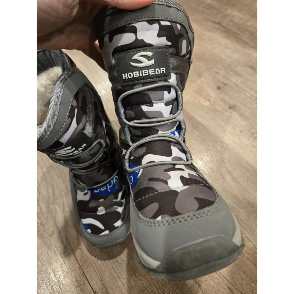 HOBIBEAR Boys US‎ 12 Youth Snow Boots Gray Camo